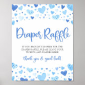 Blauwe Valentijn Baby shower Luier Raffle Teken Poster (Voorkant)