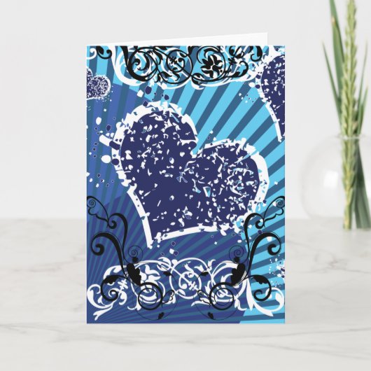 Blauwe Valentijn Feestdagen Kaart (Voorkant)