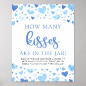 Blauwe Valentijn Hoeveel Kisses Baby shower spel Poster (Voorkant)