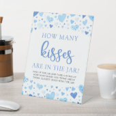 Blauwe Valentijn Hoeveel Kisses Baby shower spel Reclamebord Met Voetstuk (Insitu)