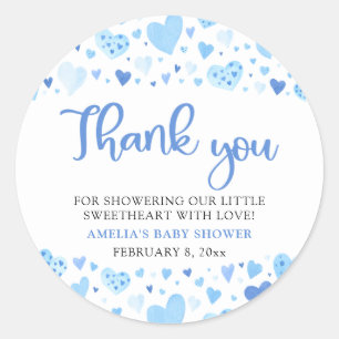 Blauwe Valentijn Jongen Lieve Schatje Baby Shower Ronde Sticker