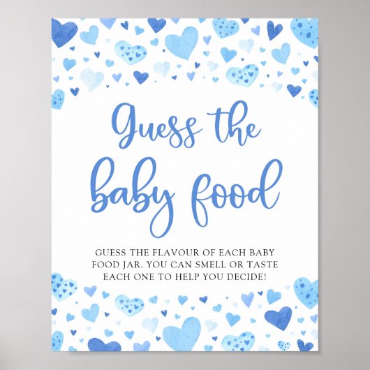 Blauwe Valentijn Raad het Baby Food Baby shower Poster (Voorkant)