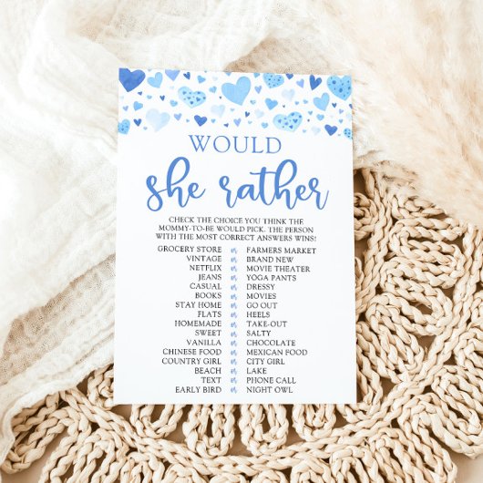 Blauwe Valentijn wil dat ze liever Baby shower spe Kaart