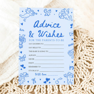 Blauwe Valentijnsdag Baby Shower Advies en Wensen Kaart