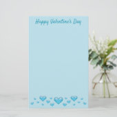 Blauwe Valentijnsdag Harten & Aangepaste Tekst Briefpapier (Staand voorkant)
