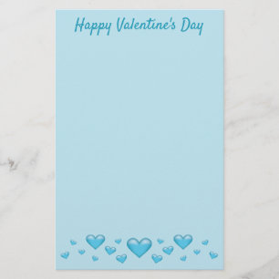 Blauwe Valentijnsdag Harten & Aangepaste Tekst Briefpapier