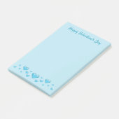 Blauwe Valentijnsdag Hartjes & Aangepaste Tekst Post-it® Notes (Schuin)