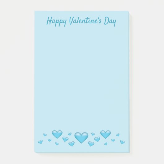 Blauwe Valentijnsdag Hartjes & Aangepaste Tekst Post-it® Notes (Voorkant)