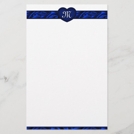 Blauwe Valentijnsdag monogram banketbakkerij Briefpapier (Voorkant)