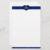 Blauwe Valentijnsdag monogram banketbakkerij Briefpapier (Voorkant / Achterkant)