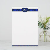 Blauwe Valentijnsdag monogram banketbakkerij Briefpapier (Staand voorkant)
