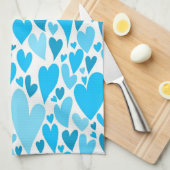 Blauwe Valentijnsharten Keukenhanddoek (Quarter Fold)