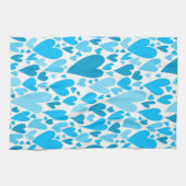 Blauwe Valentijnsharten Keukenhanddoek (Horizontaal)