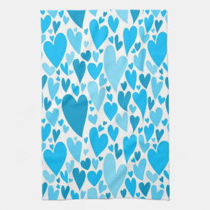 Blauwe Valentijnsharten Keukenhanddoek