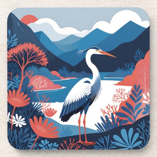 blauwe vallei reiger coaster bier onderzetter (Voorkant)