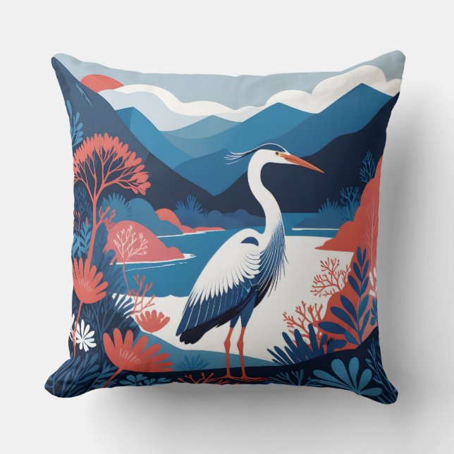 blauwe vallei reiger kussen (Voorkant)