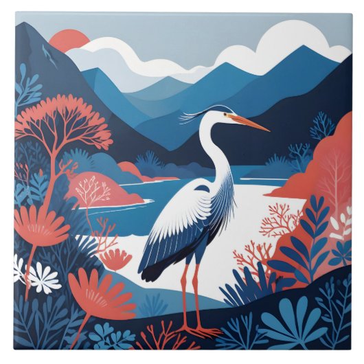 blauwe vallei reiger tegel tegeltje (Voorkant)
