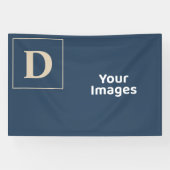Blauwe/Vanilla Initiaal foto-weergavebanner Spandoek (Horizontaal)