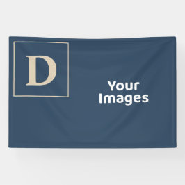 Blauwe/Vanilla Initiaal foto-weergavebanner Spandoek