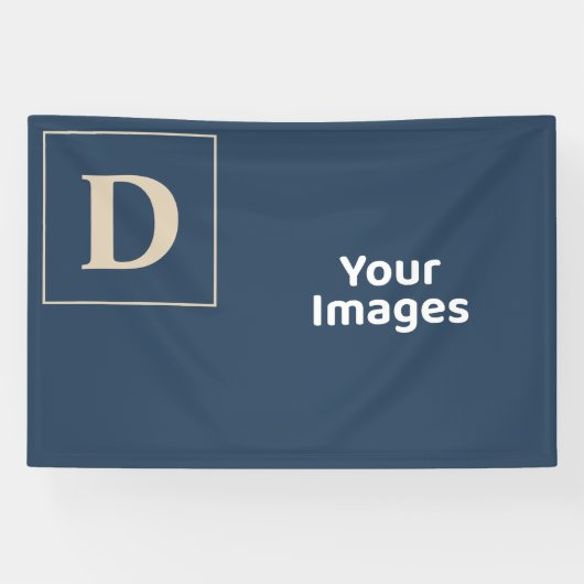 Blauwe/Vanilla Initiaal foto-weergavebanner Spandoek (Horizontaal)