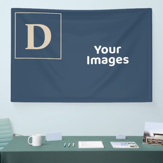 Blauwe/Vanilla Initiaal foto-weergavebanner Spandoek (Beurs)