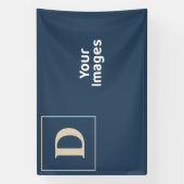 Blauwe/Vanilla Initiaal foto-weergavebanner Spandoek (Verticaal)