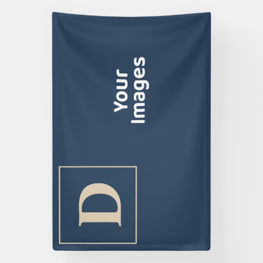 Blauwe/Vanilla Initiaal foto-weergavebanner Spandoek (Verticaal)