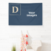 Blauwe/Vanilla Initiaal foto-weergavebanner Spandoek (Insitu)