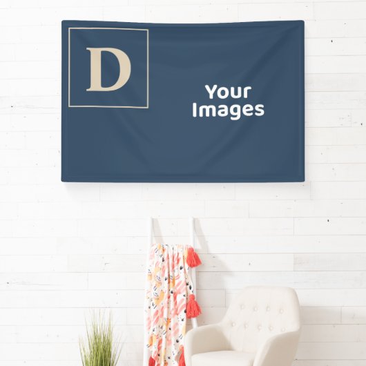 Blauwe/Vanilla Initiaal foto-weergavebanner Spandoek (Insitu)