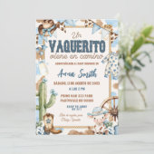 Blauwe Vaquerito Spaanse Baby Shower Kaart (Staand voorkant)