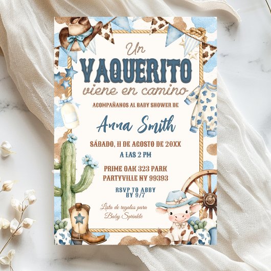 Blauwe Vaquerito Spaanse Baby Shower Kaart