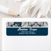 Blauwe varen met witte tekst retouradres etiket (Insitu)