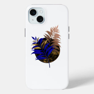 Blauwe varen op zwarte cirkel iPhone 15 mini hoesje