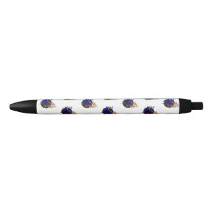 Blauwe varen op zwarte cirkel inkt pen