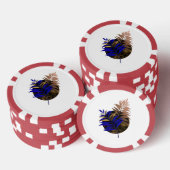 Blauwe varen op zwarte cirkel poker chips (Opstapeling)