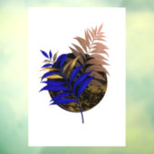 Blauwe varen op zwarte cirkel raamsticker (Vel 3)