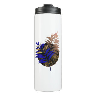 Blauwe varen op zwarte cirkel thermosbeker