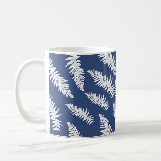 Blauwe varen patroon botanisch koffiemok (Links)