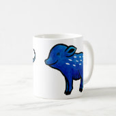 Blauwe Varkenshaar Mok Kute Pig Kunst Unieke Varke (Voorkant rechts)