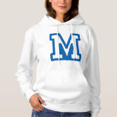 Blauwe varsity letter M monogram Hoodie (Voorkant)