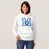 Blauwe varsity letter M monogram Hoodie (Voorkant volledig)