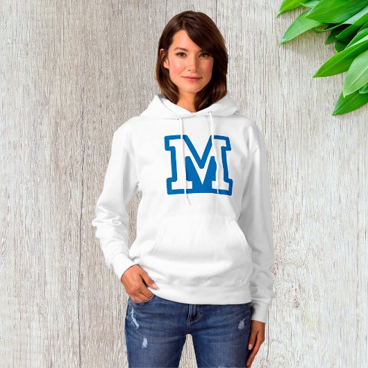 Blauwe varsity letter M monogram Hoodie