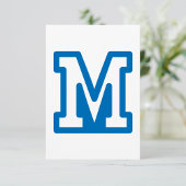 Blauwe varsity letter M monogram Kaart