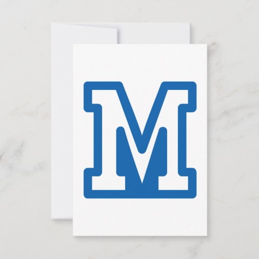 Blauwe varsity letter M monogram Kaart (Voorkant)