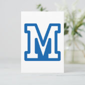 Blauwe varsity letter M monogram Kaart (Staand voorkant)