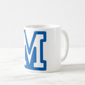 Blauwe varsity letter M monogram Koffiemok (Voorkant rechts)