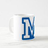 Blauwe varsity letter M monogram Koffiemok (Voorkant links)