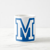 Blauwe varsity letter M monogram Koffiemok (Center)