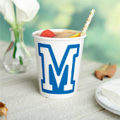 Blauwe varsity letter M monogram Papieren Bekers