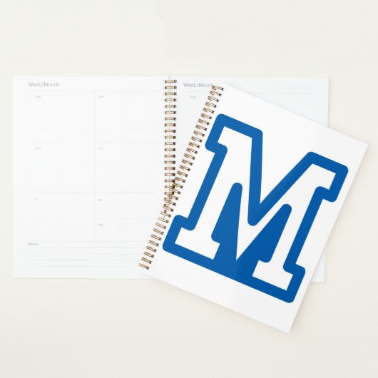 Blauwe varsity letter M monogram Planner (Display)